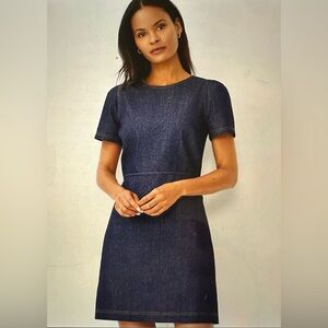 Ann Taylor Puff Sleeve Indigo Blue Flare Dress SZ 12. NWT